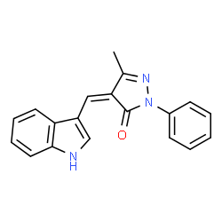 4-(1H-indol-3-ylmethylene)-5-methyl-2-phenyl-2,4-dihydro-3H-pyrazol-3-one structure