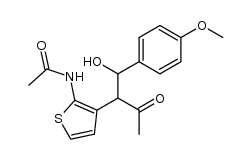 N-[3-(1-Acetyl-2-hydroxy-2-(4-methoxyphenyl)-ethenyl)-2-thienyl]-essigsaeureamid Structure