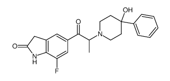 7-Fluoro-5-[2-(4-hydroxy-4-phenylpiperidino) propionyl]-2-(1H,3H)-indolone Structure