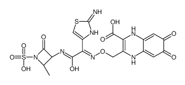 3-[[(Z)-[1-(2-amino-1,3-thiazol-4-yl)-2-[[(2S,3R)-2-methyl-4-oxo-1-sulfoazetidin-3-yl]amino]-2-oxoethylidene]amino]oxymethyl]-6,7-dioxo-1,4-dihydroquinoxaline-2-carboxylic acid结构式