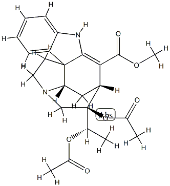 (19S)-2,16-Didehydro-19,20-diacetoxycuran-17-oic acid methyl ester结构式