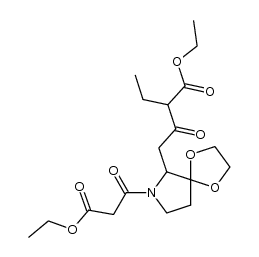 ethyl 4-(7-(3-ethoxy-3-oxopropanoyl)-1,4-dioxa-7-azaspiro[4.4]nonan-6-yl)-2-ethyl-3-oxobutanoate Structure