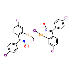 二-μ-氯双[5-氯-2-[(4-氯苯基)(肟基)甲基]苯基]钯(II)二聚体结构式