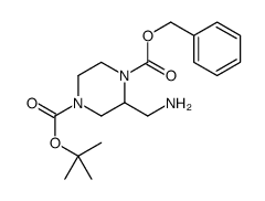 1-Benzyl 4-tert-butyl 2-(aminomethyl) piperazine-1,4-dicarboxylate Structure