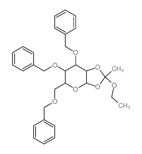 8-ethoxy-8-methyl-4,5-bis(phenylmethoxy)-3-(phenylmethoxymethyl)-2,7,9-trioxabicyclo[4.3.0]nonane structure