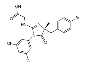 (R)-2-((4-(4-bromobenzyl)-1-(3,5-dichlorophenyl)-4-methyl-5-oxo-4,5-dihydro-1H-imidazol-2-yl)amino)acetic acid结构式