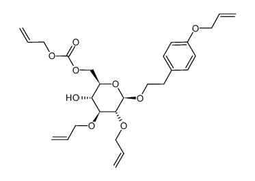 2-(4-allyloxyphenyl)ethyl 2,3-di-O-allyl-6-O-allyloxycarbonyl-β-D-glucopyranoside Structure