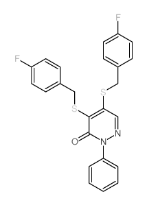 4,5-bis[(4-fluorophenyl)methylsulfanyl]-2-phenyl-pyridazin-3-one structure