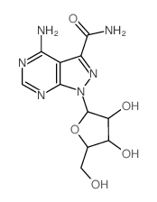 4-Amino-1-beta-D-ribofuranosyl-1H-pyrazolo(3,4-d)pyrimidine-3-carboxamide structure