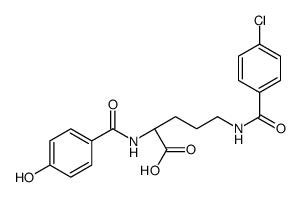 (2S)-5-[(4-chlorobenzoyl)amino]-2-[(4-hydroxybenzoyl)amino]pentanoic acid Structure