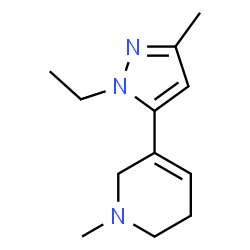 Pyridine, 3-(1-ethyl-3-methyl-1H-pyrazol-5-yl)-1,2,5,6-tetrahydro-1-methyl- (9CI) Structure