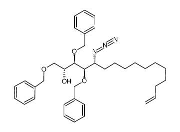 (2R,3R,4R,5R)-1,3,4-tris(phenylmethyloxy)-5-azidohexadec-15-en-2-ol Structure