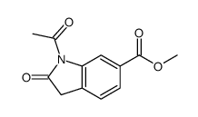 1-乙酰基-2,3-二氢-2-氧代-1H-吲哚-6-羧酸甲酯结构式