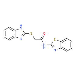 2-((1H-benzo[d]imidazol-2-yl)thio)-N-(benzo[d]thiazol-2-yl)acetamide structure