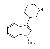 (9ci)-1-甲基-3-(3-哌啶基)-1H-吲哚结构式