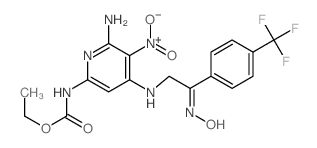 ethyl N-[6-amino-4-[[(2Z)-2-hydroxyimino-2-[4-(trifluoromethyl)phenyl]ethyl]amino]-5-nitro-pyridin-2-yl]carbamate结构式