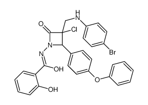 N-[3-[(4-bromoanilino)methyl]-3-chloro-2-oxo-4-(4-phenoxyphenyl)azetidin-1-yl]-2-hydroxybenzamide结构式