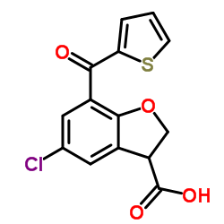 5-Chloro-7-(2-thienylcarbonyl)-2,3-dihydro-1-benzofuran-3-carboxylic acid结构式