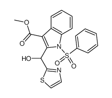 1-Benzenesulfonyl-2-(hydroxy-thiazol-2-yl-methyl)-1H-indole-3-carboxylic acid methyl ester Structure