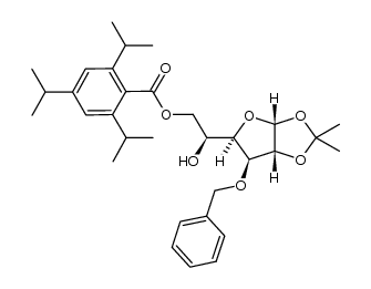 3-O-benzyl-1,2-O-isopropylidene-6-O-(2,4,6-triisopropylbenzoyl)-β-L-idofuranose Structure