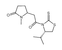 3-((1-methyl-5-oxo-2(SR)-pyrrolidinyl)acetyl)-4(S)-isopropyl-1,3-thiazolidine-2-thione Structure