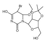 5-bromo-6-ethoxy-5,6-dihydro-2',3'-isopropylidine-beta-ribofuranosyluracil structure