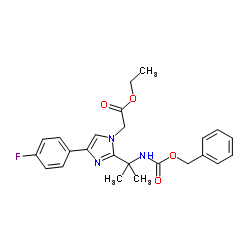 Ethyl [2-(2-{[(benzyloxy)carbonyl]amino}-2-propanyl)-4-(4-fluorophenyl)-1H-imidazol-1-yl]acetate结构式