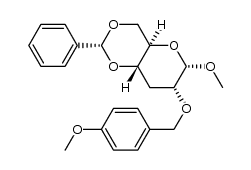 methyl 2-O-(p-methoxybenzyl)-4,6-O-benzylidene-3-deoxy-α-D-glucopyranoside结构式