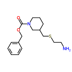 Benzyl 3-{[(2-aminoethyl)sulfanyl]methyl}-1-piperidinecarboxylate结构式