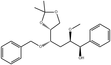 D-ribo-Hexitol, 3-deoxy-2-O-methyl-5,6-O-(1-methylethylidene)-1-C-phenyl-4-O-(phenylmethyl)-, (1R)-结构式