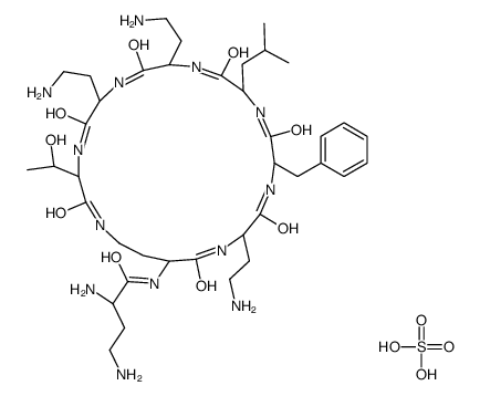 diaminobutyryl-cyclo(diaminobutyryl-diaminobutyryl-phenylalanyl-leucyl-diaminobutyryl-diaminobutyryl-threonyl)结构式