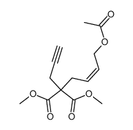 methyl (Z)-6-acetoxy-2-(methoxycarbonyl)-2-propargylhex-4-enoate Structure