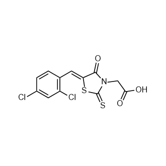 (5Z)-5-[(2,4-二氯苯基)亚甲基]-4-氧代-2-硫代-3-噻唑烷乙酸结构式