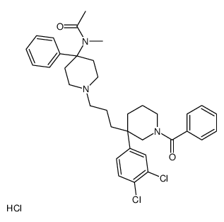 N-[1-[3-[1-benzoyl-3-(3,4-dichlorophenyl)piperidin-3-yl]propyl]-4-phenylpiperidin-4-yl]-N-methylacetamide,hydrochloride结构式