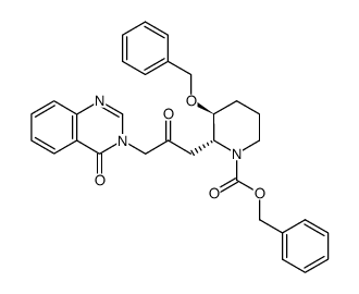 (2R,3S)-3-benzyloxy-2-[2-oxo-3-(4-oxoquinazolin-3(4H)-yl)propyl]piperidine-1-carboxylic acid benzyl ester Structure