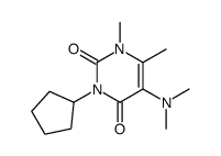 3-cyclopentyl-5-dimethylamino-1,6-dimethyl-pyrimidine-2,4-dione structure