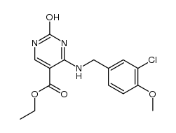 2-hydroxy-4-(3-chloro-4-methoxybenzylamino)-5-ethoxycarbonylpyrimidine结构式