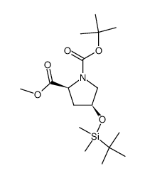(2S,4S)-1-叔-丁基2-甲基4-((叔-丁基二甲基甲硅烷基)氧代)吡咯烷-1,2-二甲酸基酯结构式