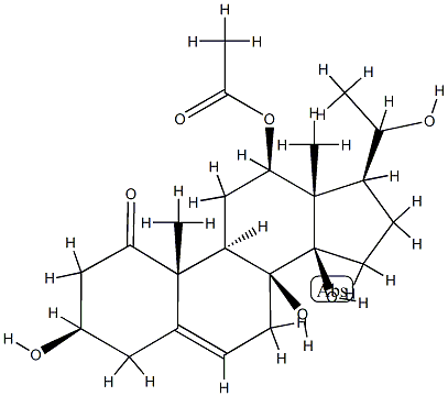 12β-Acetoxy-3β,8,14β,20-tetrahydroxypregn-5-en-1-one结构式