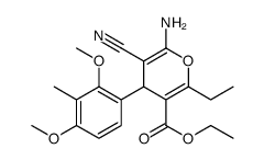 ethyl 6-amino-5-cyano-4-(2,4-dimethoxy-3-methylphenyl)-2-ethyl-4H-pyran-3-carboxylate结构式