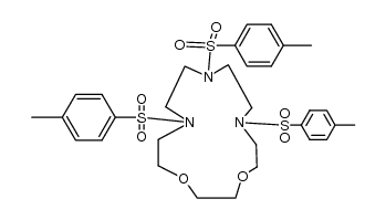 7,10,13-tris(p-tolylsulphonyl)-1,4-dioxa-7,10,13-triazacyclopentadecane Structure