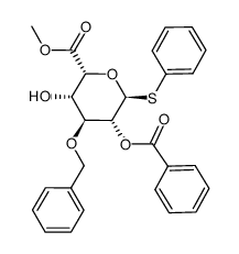 methyl (phenyl 2-O-benzoyl-3-O-benzyl-1-thio-α-L-idopyranoside)uronate结构式