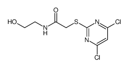 (4,6-dichloro-2-pyrimidinyl-thio)-(N-β-hydroxyethyl)-acetamide Structure