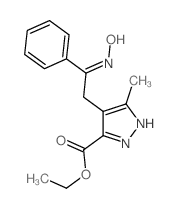 ethyl 4-(2-hydroxyimino-2-phenyl-ethyl)-5-methyl-1H-pyrazole-3-carboxylate structure