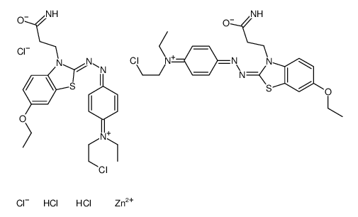 bis[3-(3-amino-3-oxopropyl)-2-[[4-[(2-chloroethyl)ethylamino]phenyl]azo]-6-ethoxybenzothiazolium] tetrachlorozincate结构式