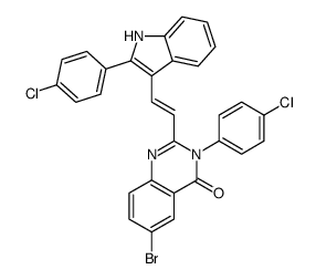 6-bromo-3-(4-chlorophenyl)-2-[(E)-2-[2-(4-chlorophenyl)-1H-indol-3-yl]ethenyl]quinazolin-4-one结构式