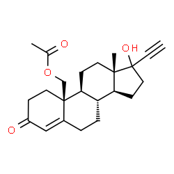 10-acetoxy-17-hydroxy-17-ethinylestr-4-en-3-one Structure