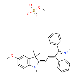 5-methoxy-1,3,3-trimethyl-2-[2-(1-methyl-2-phenyl-1H-indol-3-yl)vinyl]-3H-indolium methyl sulphate结构式