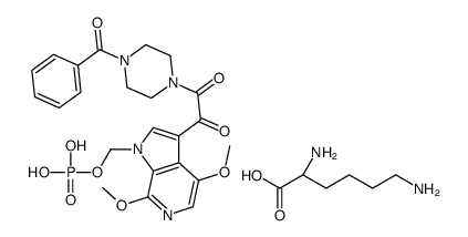[3-[2-(4-benzoylpiperazin-1-yl)-2-oxoacetyl]-4,7-dimethoxypyrrolo[2,3-c]pyridin-1-yl]methyl dihydrogen phosphate,(2S)-2,6-diaminohexanoic acid结构式