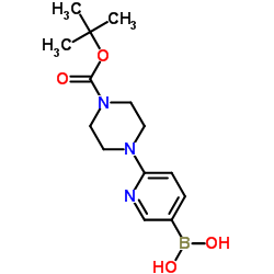 2-(4-N-Boc-piperazino)pyridine-5-boronicacid structure